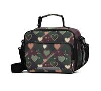 GuoChe Adult Lunch Bag Christmas Plaid Hearts Stars Holly Waterproof Leakproof Reusable Insulated Lunch Box with Adjustable Shoulder Strap Lunch Coolers for Work, Picnic, Beach