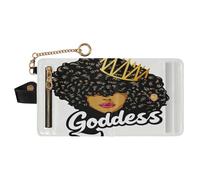 GuoChe Afro Goddess Crown Graphic Women's Leather Folding Wallet Convenient PU Leather Wallet With Card Slots for Women Girls