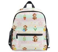GuoChe Backpack for Toddler Girls Boys Kids School Bag S, Cute Curious Monkey and Flower Pattern Playful George, S, Daypack