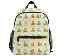 GuoChe Backpack for Toddler Girls Boys Kids School Bag S, Cute Curious Monkey and Flower Pattern Playful George, S, Daypack
