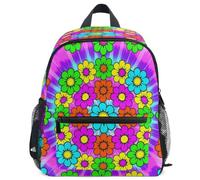 GuoChe Backpack for Toddler Girls Boys Kids School Bag S, Hippie Flower Power Tie Dye 60s 70s Psychedelic Groovy, S, Daypack