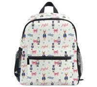 GuoChe Backpack for Toddler Girls Boys Kids School Bag S, Pastel Blush & Blue Coquette Christmas Nutcracker & Santa, S, Daypack