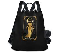 GuoChe Backpack Purse for Women Anti Theft Fashion Back Pack Shoulder Bag | Gold Line Empress Tarot Moon Star Celestial Art