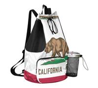 GuoChe Beach Drawstring Bags Camp Bag With Water Bottle Pocket Cinch Back Sack Waterproof, California State Flag, One Size, Childrens-school-backpacks