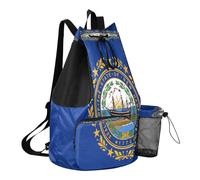 GuoChe Beach Drawstring Bags Camp Bag With Water Bottle Pocket Cinch Back Sack Waterproof, New Hampshire State Flag, One Size, Childrens-school-backpacks