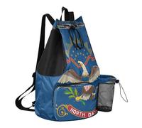 GuoChe Beach Drawstring Bags Camp Bag With Water Bottle Pocket Cinch Back Sack Waterproof, North Dakota State Flag, One Size, Childrens-school-backpacks