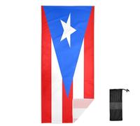 GuoChe Beach Towel for with Bag Flag of Puerto Rico Soft Absorbent Bath Blanket Vacation Essentials for Women, Swimming, Gym, Sports