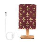 GuoChe Bedroom Lamps Room Night Light with Shade Golden Fleur De Lis on Red Night Light for Kids Living
