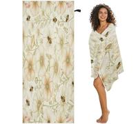 GuoChe Bee and Wildflowers Boho Modern on Beige Magnetic Beach Towels