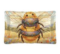 GuoChe Bee Wildflower Meadow Collage Washable Dog Sleeping Mattress Soft Comfortable Anti-Slip Bottom for Medium/Large Dogs 36" x 24"