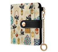 GuoChe Bird and Islamic Women's Compact Folding Wallet Convenient Compact PU Leather Wallet for Women