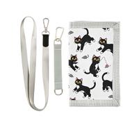 GuoChe Black Cats Playful Pattern Trifold Card Holder Wallet for Men for Women Trendy Lightweight Card Holder Wallet for Men with