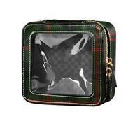 GuoChe Black Red Plaid Cute Makeup Case Bag Clear Travel Toiletry Bag Portable Make Up Organizer for Traveling, multi, One Size, Colorful