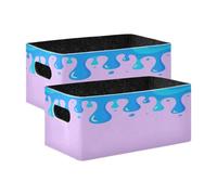 GuoChe Blue Drip Design on Light Purple Storage Boxes Cube Organizer 2 Pack Fabric Closet Organizers for Organizing Closet Shelf