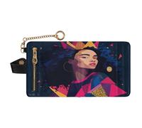 GuoChe Blush Blue Afro Queen Art Ladies Bifold Wallet Unique Compact PU Leather Wallet for Woman Girl