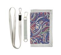 GuoChe Boys Trifold Outdoor Sports Wallet for Kids Wallets Credit ID Card Slim Small Coin Purses Blue and Red Paisley Pattern