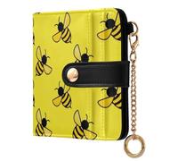 GuoChe Bright Bee Pattern Ladies Slim Foldable Wallet Convenient Everyday PU Leather Wallet for Men Women Travel