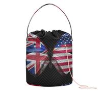 GuoChe British Usa Flag Butterfly Yarn Bags Knitting Tote Bag Portable Needle Storage for Knitting Tool Knitting Storage
