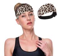 GuoChe Brown Cow Print Moisture Wicking Comfortable Headbands for Women Elastic Head Sweat Bands for Women for Running,Yoga,Gym,Athletic Sports