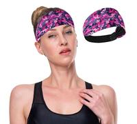 GuoChe Camouflage Reddish Peach Purple Moisture Wicking Sweat Headband Elastic Head Bands for Women for Daily Use Gym Hiking Workouts