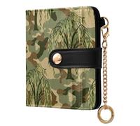 GuoChe Camouflage with Willow Tree Ladies Lightweight Foldable Wallet Unique Premium PU Leather Wallet for Girls Women Ladies