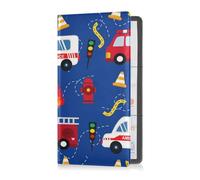 GuoChe Car Registration and Insurance Card Holder Ambulance Firefighter Fire Truck Blue Vehicle Insurance and Registration Holders Wallet Case for ID Card Driving Licence Key Contact