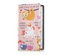 GuoChe Car Registration and Insurance Card Holder Animal Sweet Cartoon unicorns Dinosaurs Cute Pink PU Leather Vehicle Glove Box Organizer Document Wallet Accessories Case, 1 size