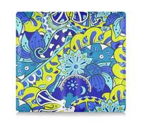 GuoChe Car Registration and Insurance Card Holder Blue Flower Green Design Vehicle Insurance and Registration Holders Wallet Case for ID Card Driving Licence Key Contact Information Cards
