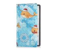 GuoChe Car Registration and Insurance Card Holder Christmas Whales and Narwhals PU Leather License Registration Holder for Driver License Insurance Card Paperwork for Men Women, 1 size