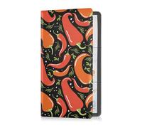 GuoChe Car Registration and Insurance Card Holder Mexican Red Hot Chili Black PU Leather License Registration Holder for Driver License Insurance Card Paperwork for Men Women
