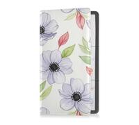 GuoChe Car Registration and Insurance Card Holder Purple Anemone Floral Pattern PU Leather License Registration Holder for Driver License Insurance Card Paperwork for Men Women, 1 size