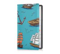 GuoChe Car Registration and Insurance Card Holder Sailing Tall Ships Old Wooden Yachts Blue Vehicle Insurance and Registration Holders Wallet Case for ID Card Driving Licence Key Contact