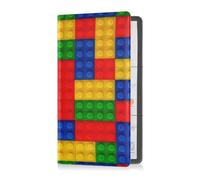 GuoChe Car Registration and Insurance Holder 80s Multicolored Blocks Childrens Building Vehicle Insurance and Registration Holders Wallet Case for ID Card Driving Licence Key Contact Information