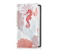 GuoChe Car Registration and Insurance Holder Beautiful Ocean Seahorses Red Vehicle Insurance and Registration Holders Wallet Case for ID Card Driving Licence Key Contact Information Cards