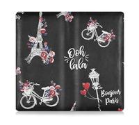 GuoChe car registration and insurance holder French Symbols and Ooh Lala Black PU Leather Driver's License Paperwork for Men Women
