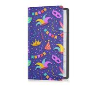 GuoChe Car Registration and Insurance Holder Happy Purim Jewish Festival Carnival Colorful PU Leather License Registration Holder for Driver License Insurance Card Paperwork for Men Women