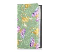 GuoChe Car Registration and Insurance Holder Safari Butterflies and Scorpions Green PU Leather License Registration Holder for Driver License Insurance Card Paperwork for Men Women, 1 size
