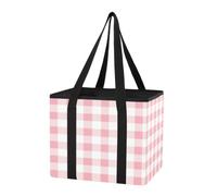 GuoChe Car Trunk Organizer Reusable Shopping Bags Blush Checker Print Foldable Large Market Tote Bag with Hard Bottom & Handles for Shopping Work Travel, 1 Pack