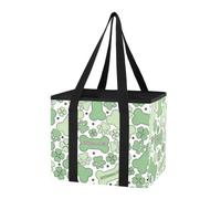 GuoChe Car Trunk Organizer Reusable Shopping Bags St. Patrick's Day Awesome Pet Clover Bone Foldable Heavy Duty Tote Bag with Long Handles & Hard Bottom for Kitchen Storage, Travel Trips, 1 Pack
