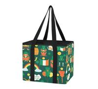 GuoChe Car Trunk Organizer Shopping Bags for Groceries Irish Festival Elements Today I'm Irish Heavy Duty Foldable Tote Bags with Handles and Hard Bottom for Picnic Outings, Holiday Travel, 1 Pack