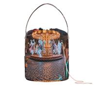 GuoChe Carousel Magic & Red Moon Yarn Storage Yarn Storage Tote Portable Craft Bag for Crochet Tools Yarn Craft