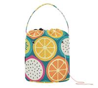 GuoChe Cartoon Fruits Pattern Yarn Storage Crochet Organizer Tote Portable Travel Storage for Needle Holder Knitting Supplies