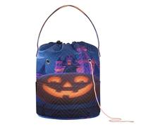 GuoChe Castle & Jack - O - Lantern Night Crochet Bags Knitting Bag Yarn Storage Portable Storage Bag for Needle Holder Storage Crochet