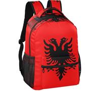 GuoChe Casual Daypack Modern Style Twill Weave Fabric Adjustable Shoulder Straps for Boys Girls for Travel, National Flag of Albania, S, Childrens-school-backpacks