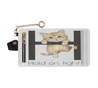 GuoChe Cat Letter H Hold on Tight Graphic Women's Folding Wallet Fancy PU Leather Wallet With Card Slots for Women Boys Girls