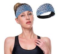 GuoChe Cheetah Fur Skin Blue No Slip Exercise Headbands for Women Stretchy Sweatband for Football Basketball Daily Use Basketball