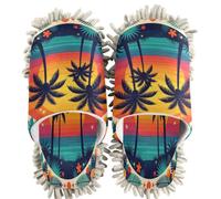 GuoChe Chenille Cleaning House Slippers Camiseta De Vacaciones Sunset Palmeras Playa Retro Tropical Beach Camiseta, Camiseta De Vacaciones Sunset Palmeras Playa Retro Tropical Beach Camiseta, Medium
