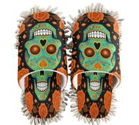GuoChe Chenille Cleaning House Slippers Giorno Dei Morti I Sugar Skull I Dia De Los Muertos Maglietta, Giorno Dei Morti I Sugar Skull I Dia De Los Muertos Maglietta, Medium Women/Large Men