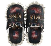 GuoChe Chenille Cleaning House Slippers Gothic Jesus Is King | Washable Floor Mopping Slippers for Kitchen Bedroom