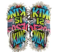 GuoChe Chenille Cleaning House Slippers Jesus Is King Flag Hip-hop | Washable Floor Mopping Slippers for Kitchen Bedroom